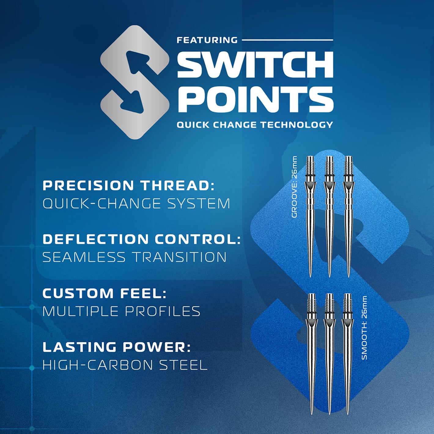 Image of Winmau Lunaris Parallel Switch Point Steeldarts