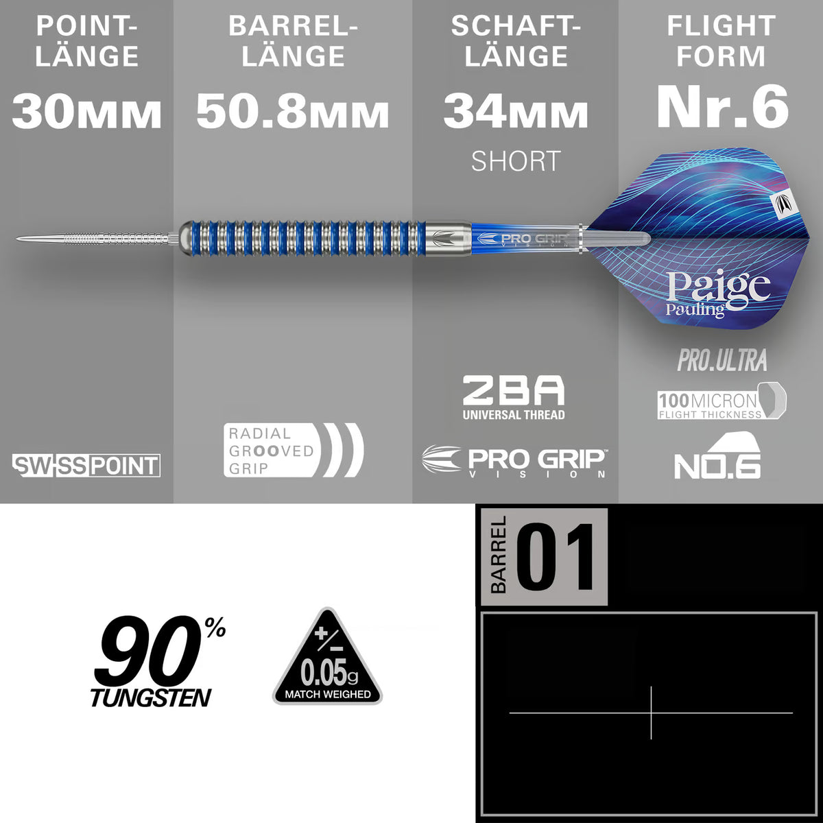 Target Paige Pauling GEN1 Swiss Point Steeldarts 22g – 90% Tungsten