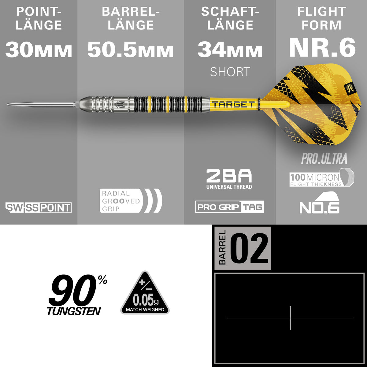 Target Buzz 02 Swiss Point Steeldarts – 90% Tungsten