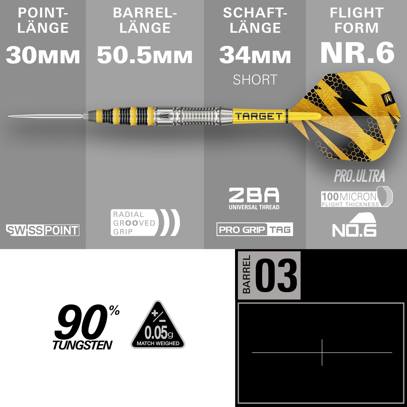Image of Target Buzz 03 Swiss Point Steeldarts – 90% Tungsten