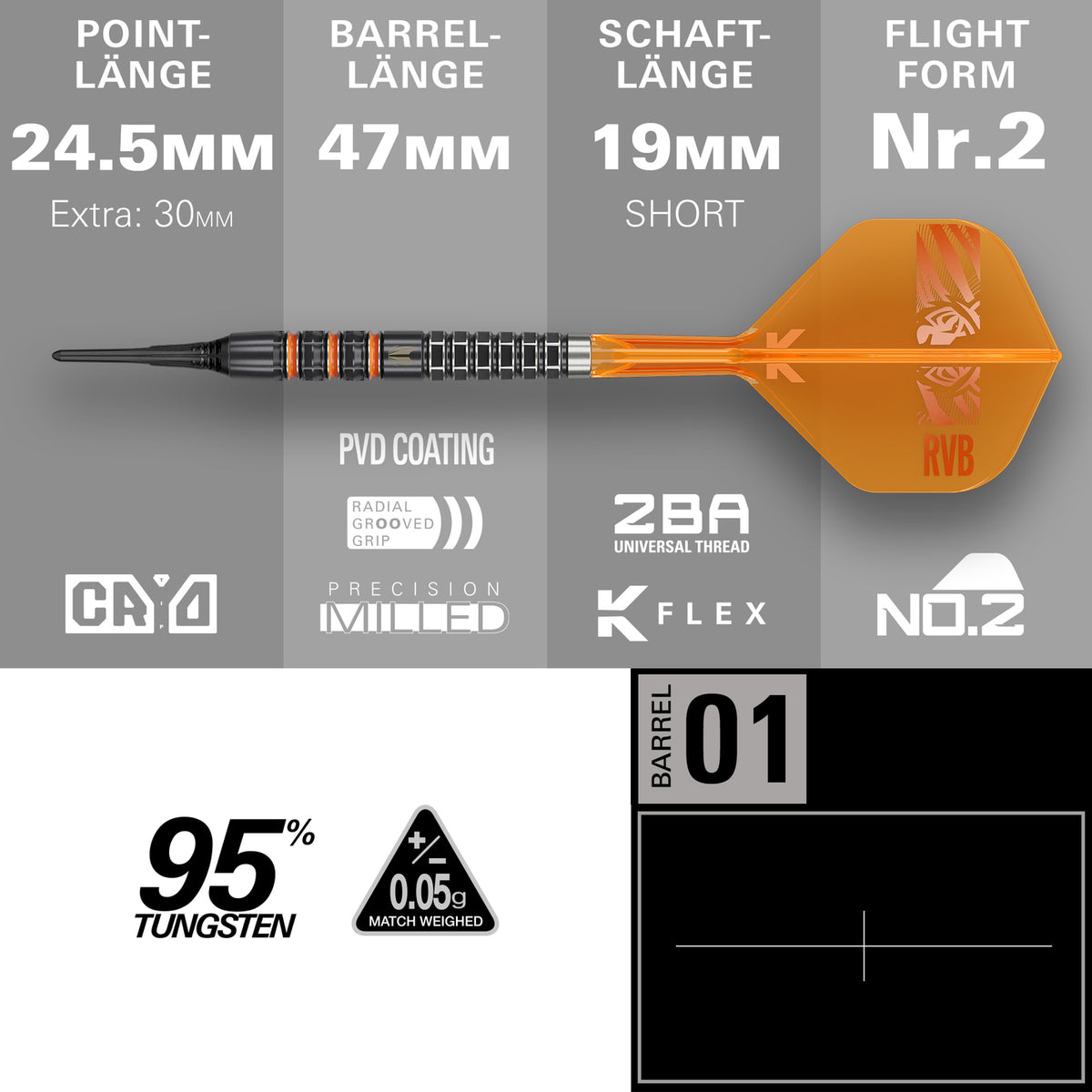 Target Raymond van Barneveld 95K Softdarts 20g – 95% Tungsten