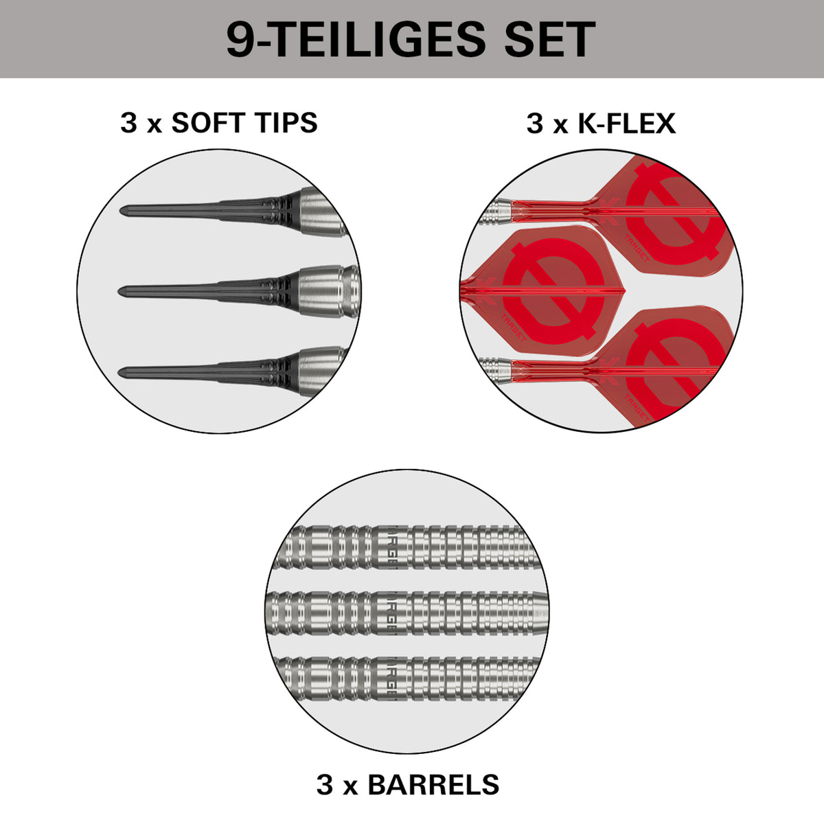 Target Group O 12 Softdarts – 50% Tungsten mit K-Flex