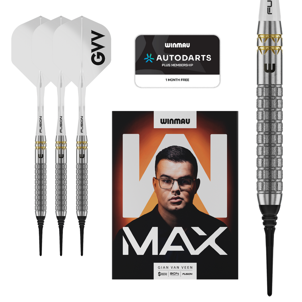 Winmau Gian van Veen W-MAX Softdarts 18 g – 90 % Tungsten