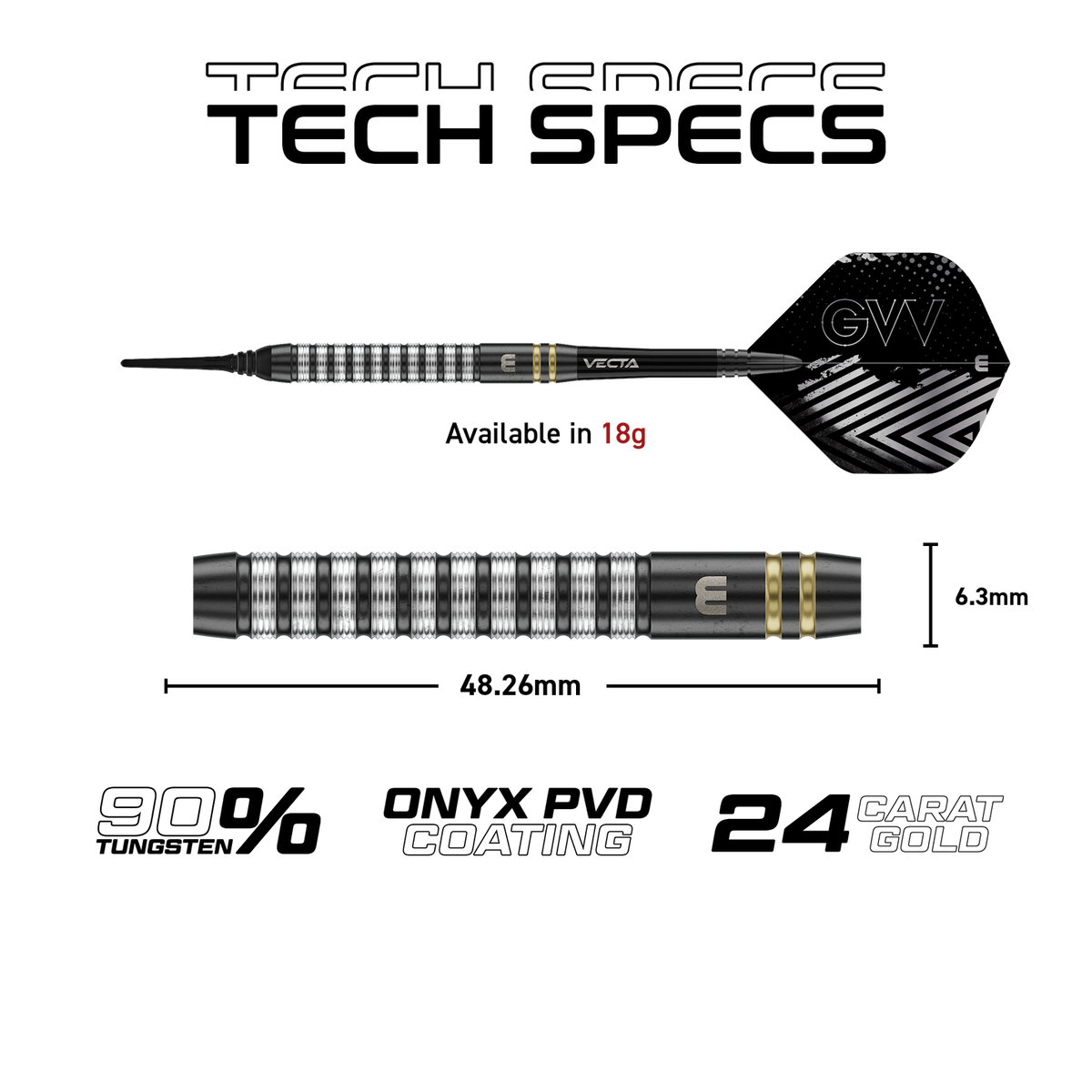 Winmau Gian van Veen TS Softdarts 18 g – 90 % Tungsten