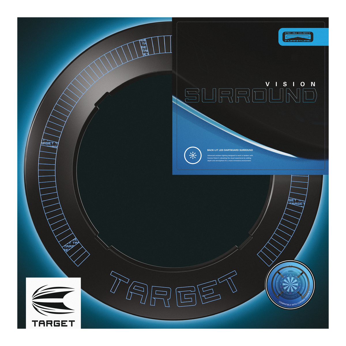 Target Corona Vision Notched Dartboard Surround mit LED-Beleuchtung