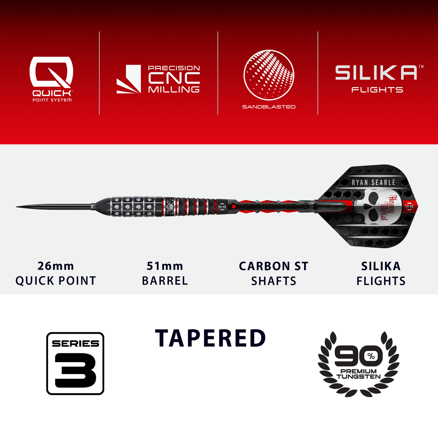 Image of Harrows Ryan Searle Series 3 Quick Point Steeldarts