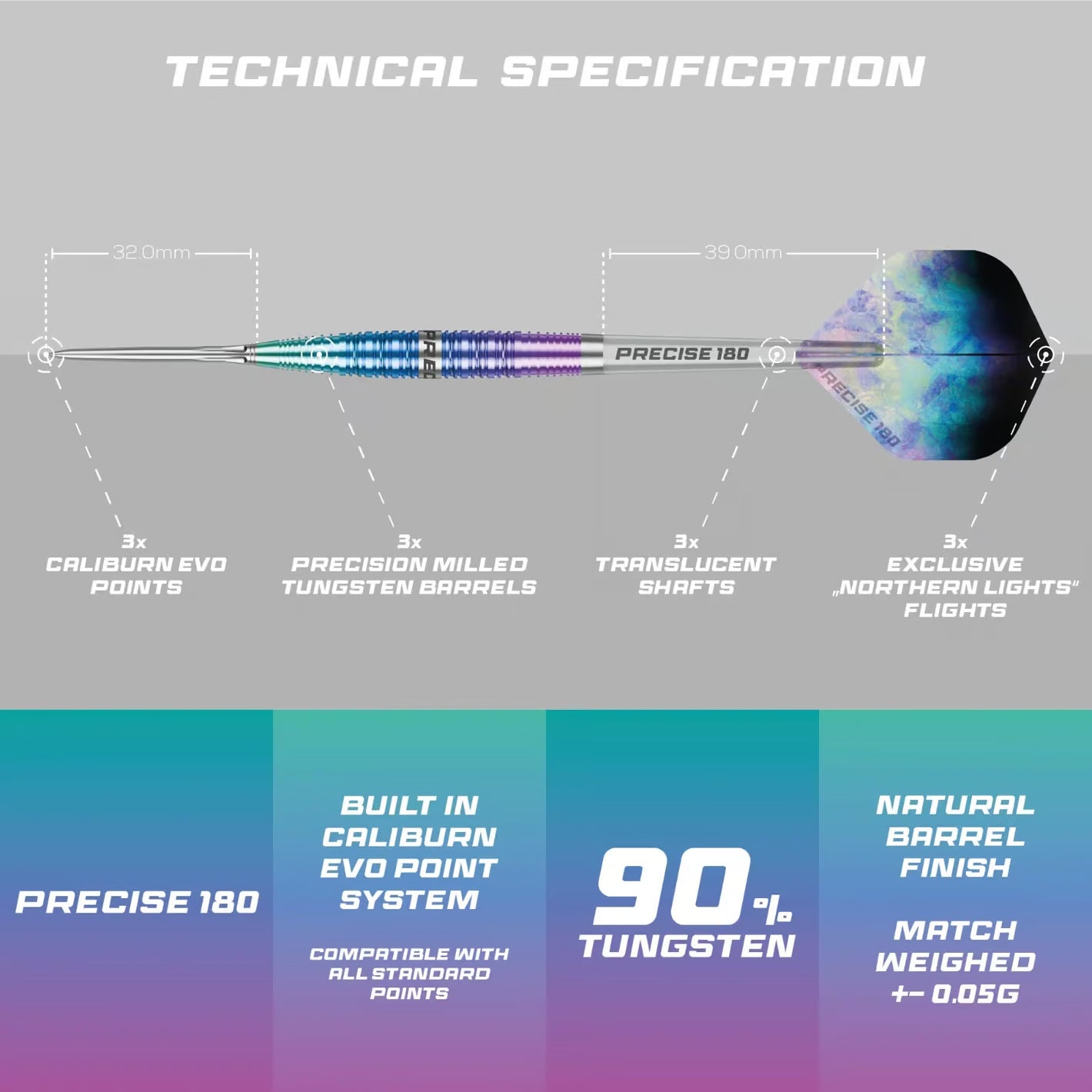Image of Precise 180 Northern Lights Steeldarts