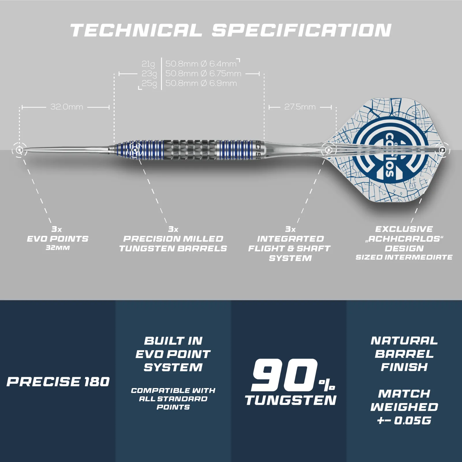 Image of Precise180 Ach Carlos Steeldarts SUP Flights
