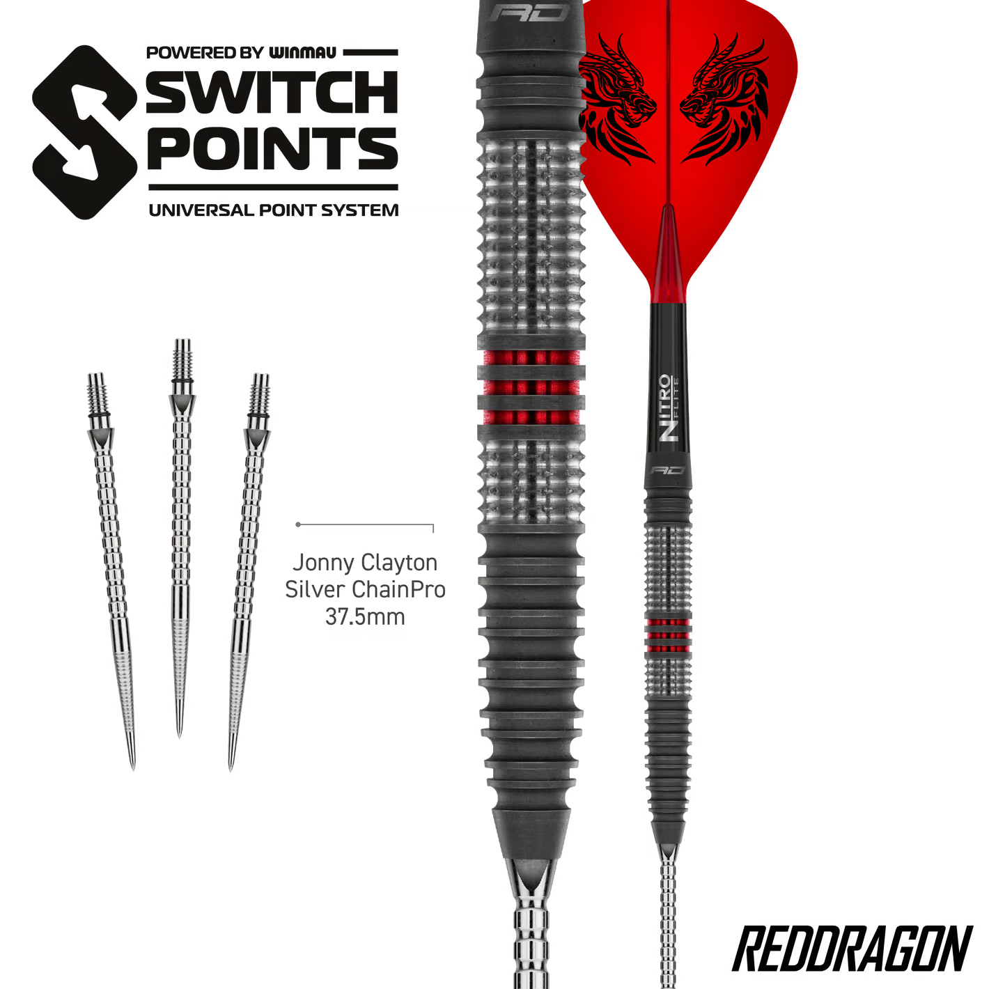 Image of Red Dragon Jonny Clayton Hireath Switch Point Steeldarts