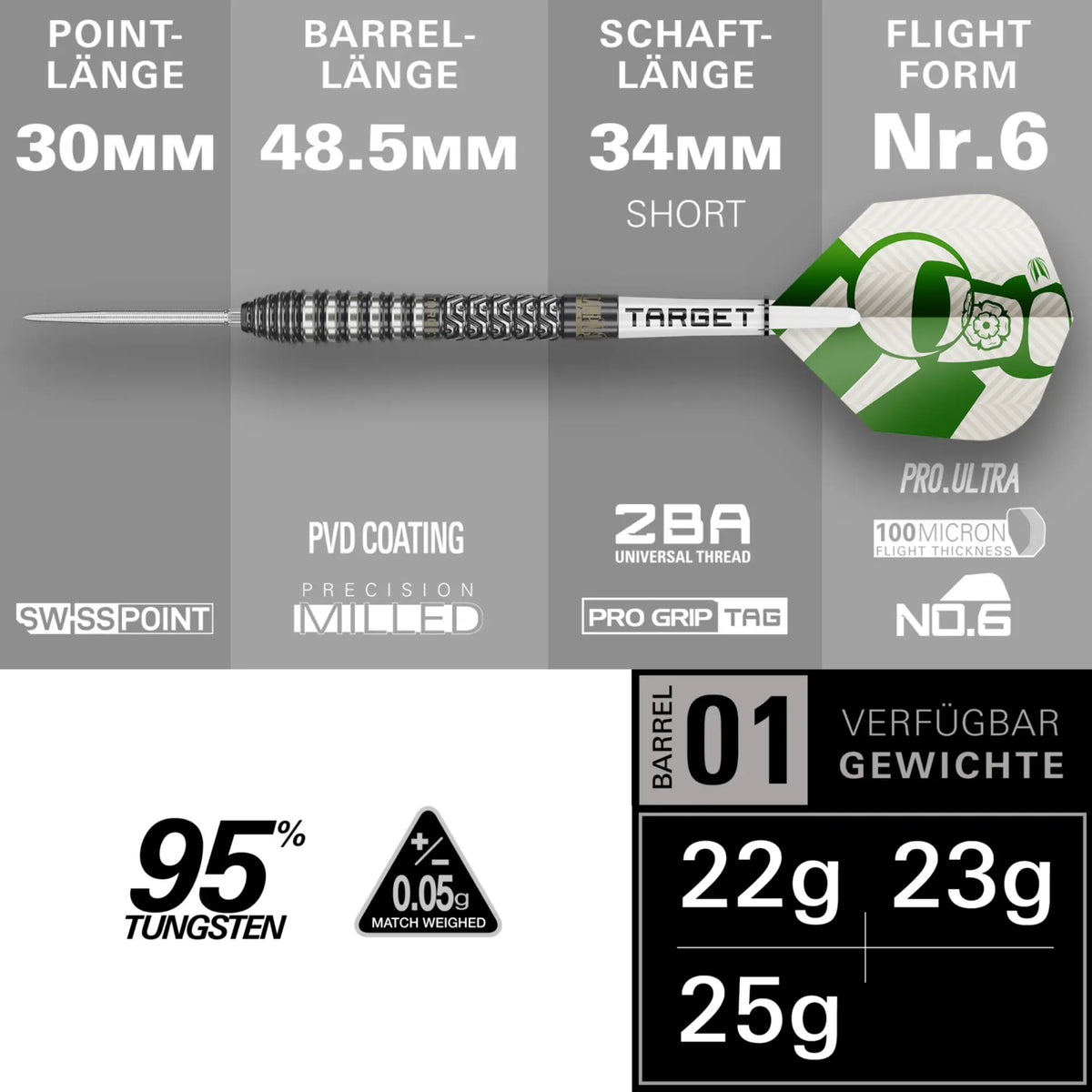 Target Charlie Manby Swiss Point Steeldarts – 95% Tungsten