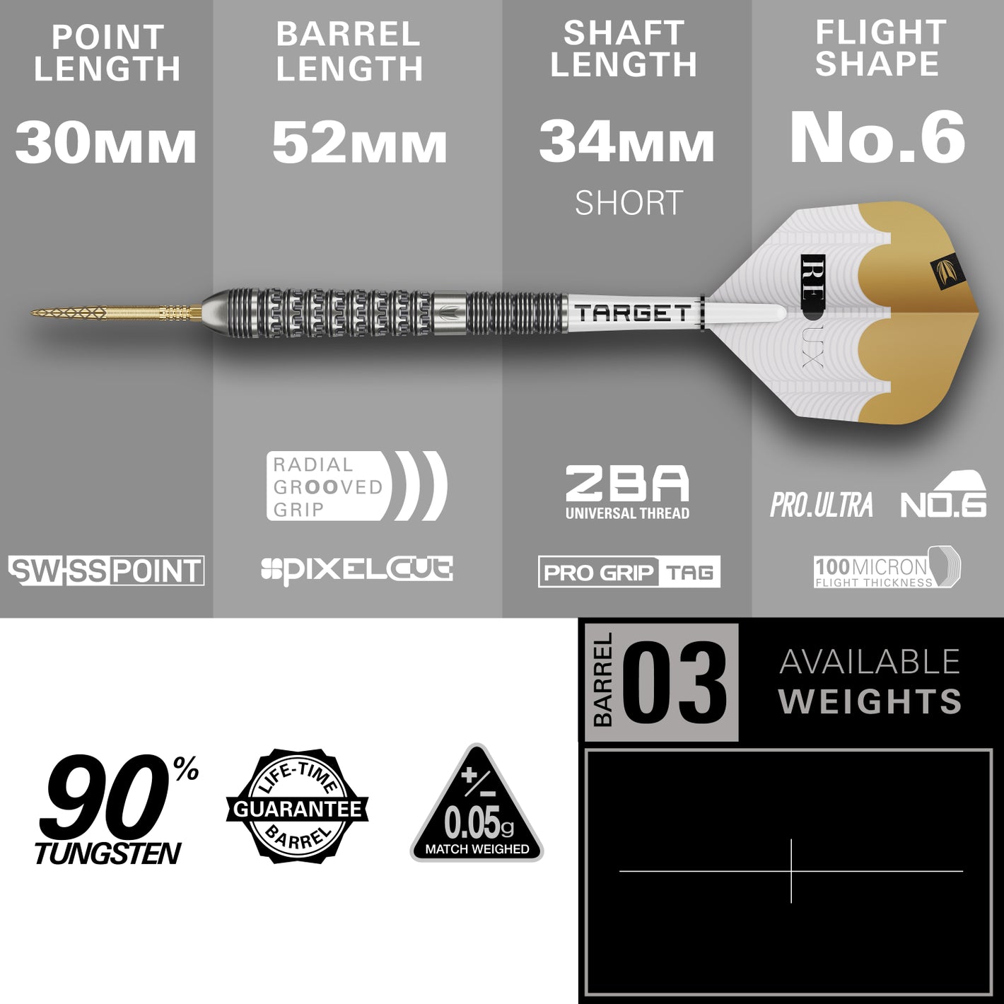 Image of Target Redux 03 Swiss Point Steeldarts 90% Tungsten 22g