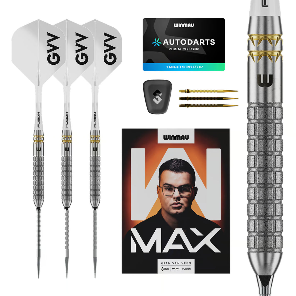 Winmau Gian van Veen W-MAX Switch Point Steeldarts – 90 % Tungsten