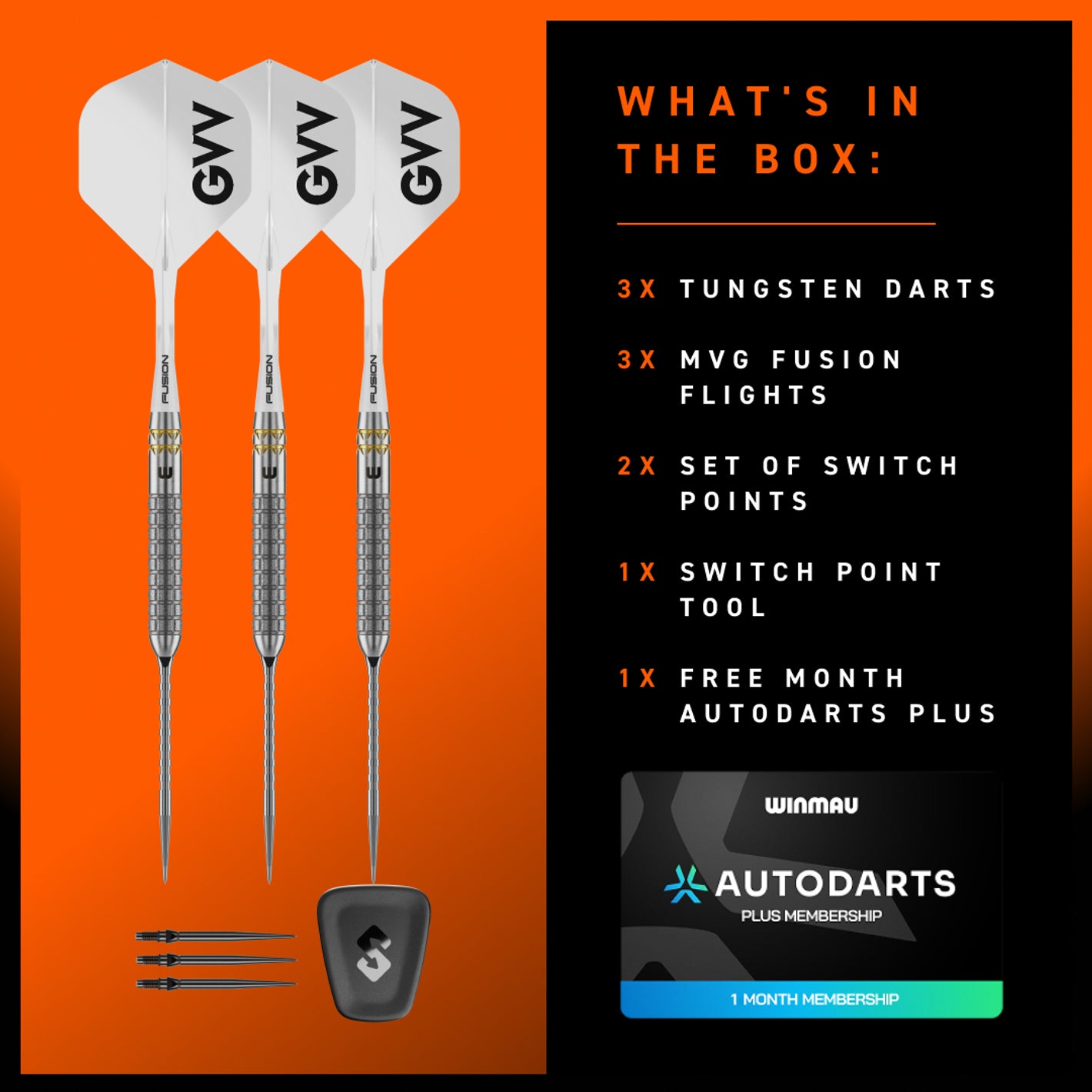 Image of Winmau Gian van Veen W-MAX Switch Point Steeldarts – 90 % Tungsten