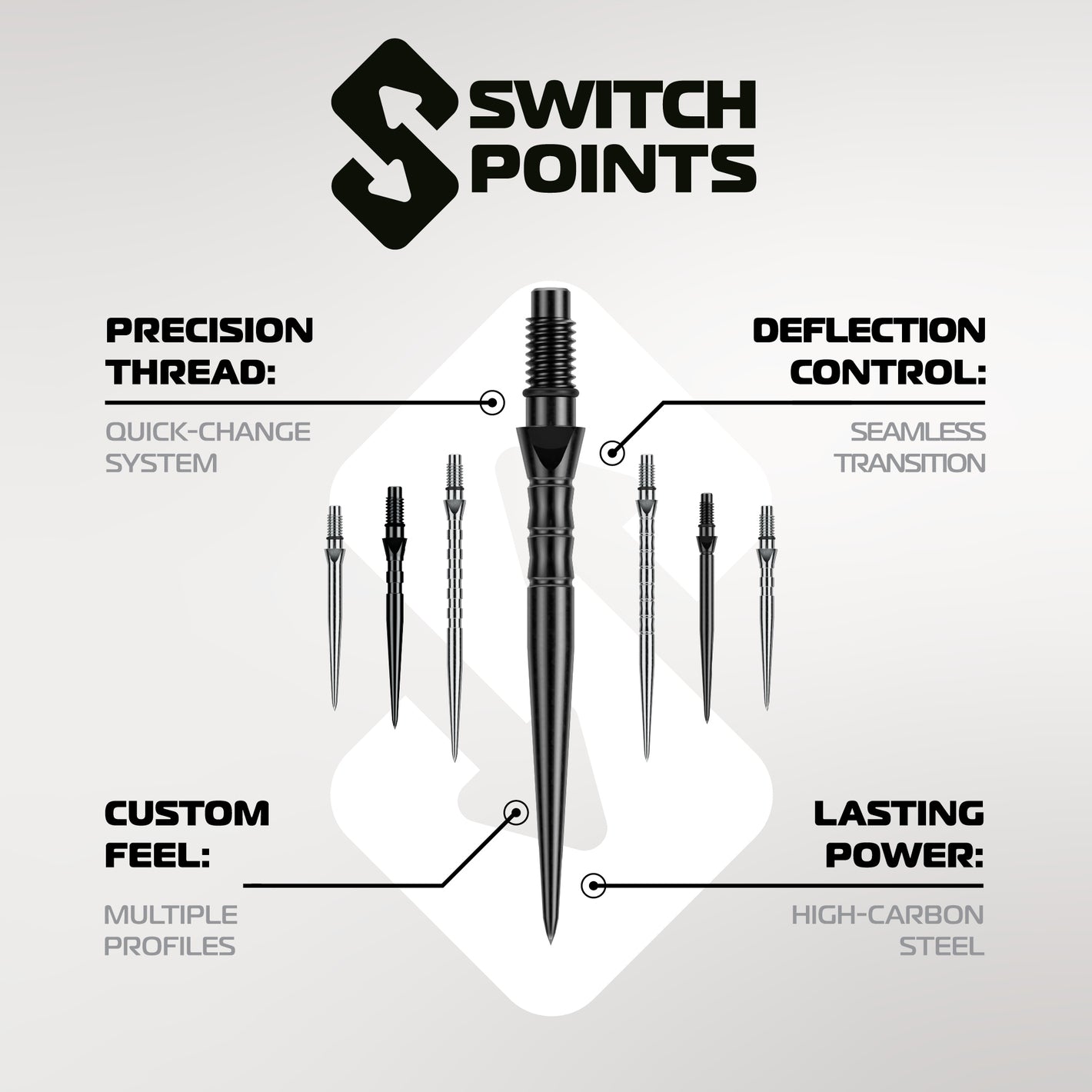 Image of Winmau Switch Point Smooth Steeldartspitzen - Silver Effect