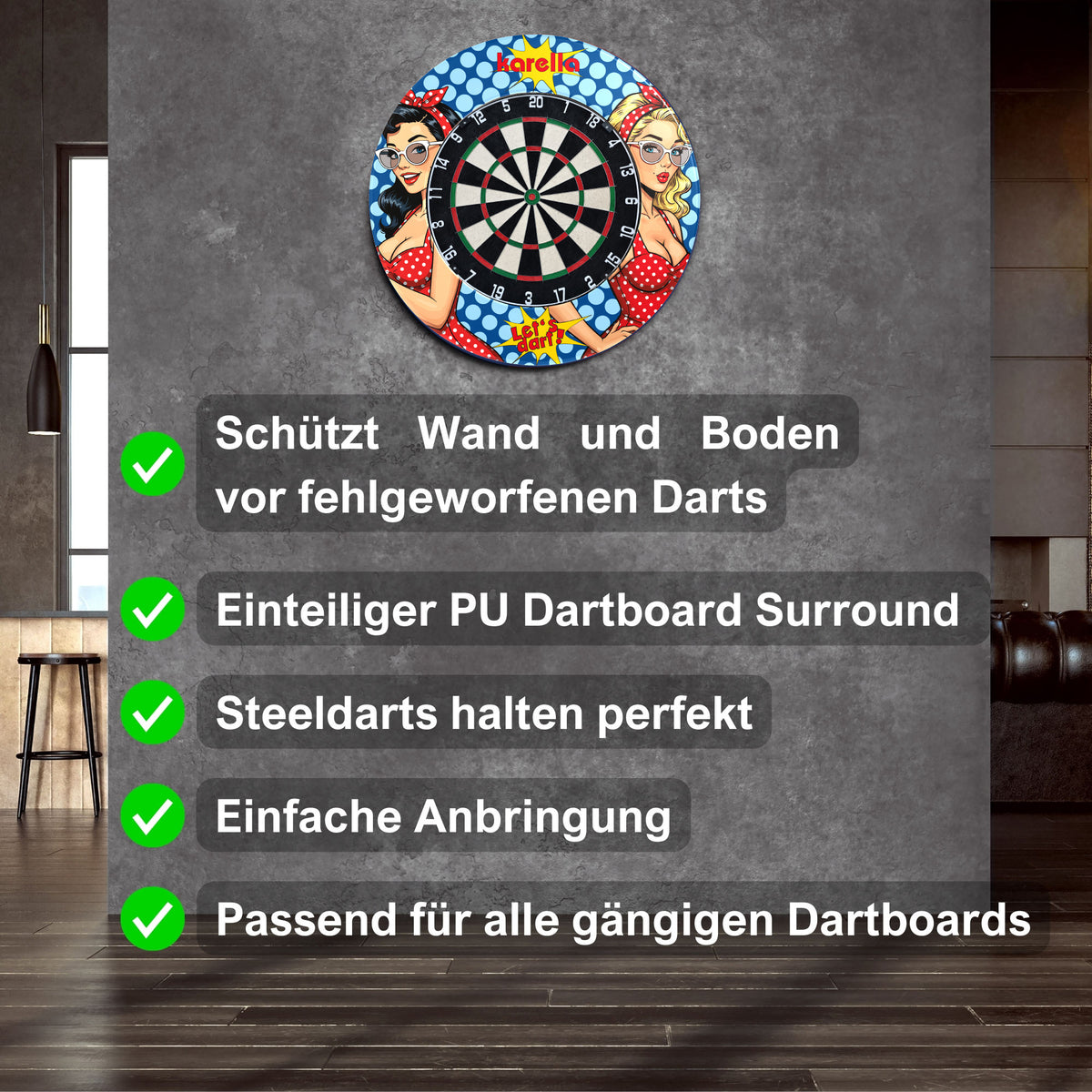 Karella Playground Surround – Dartboard Wandschutz im Retro-Design