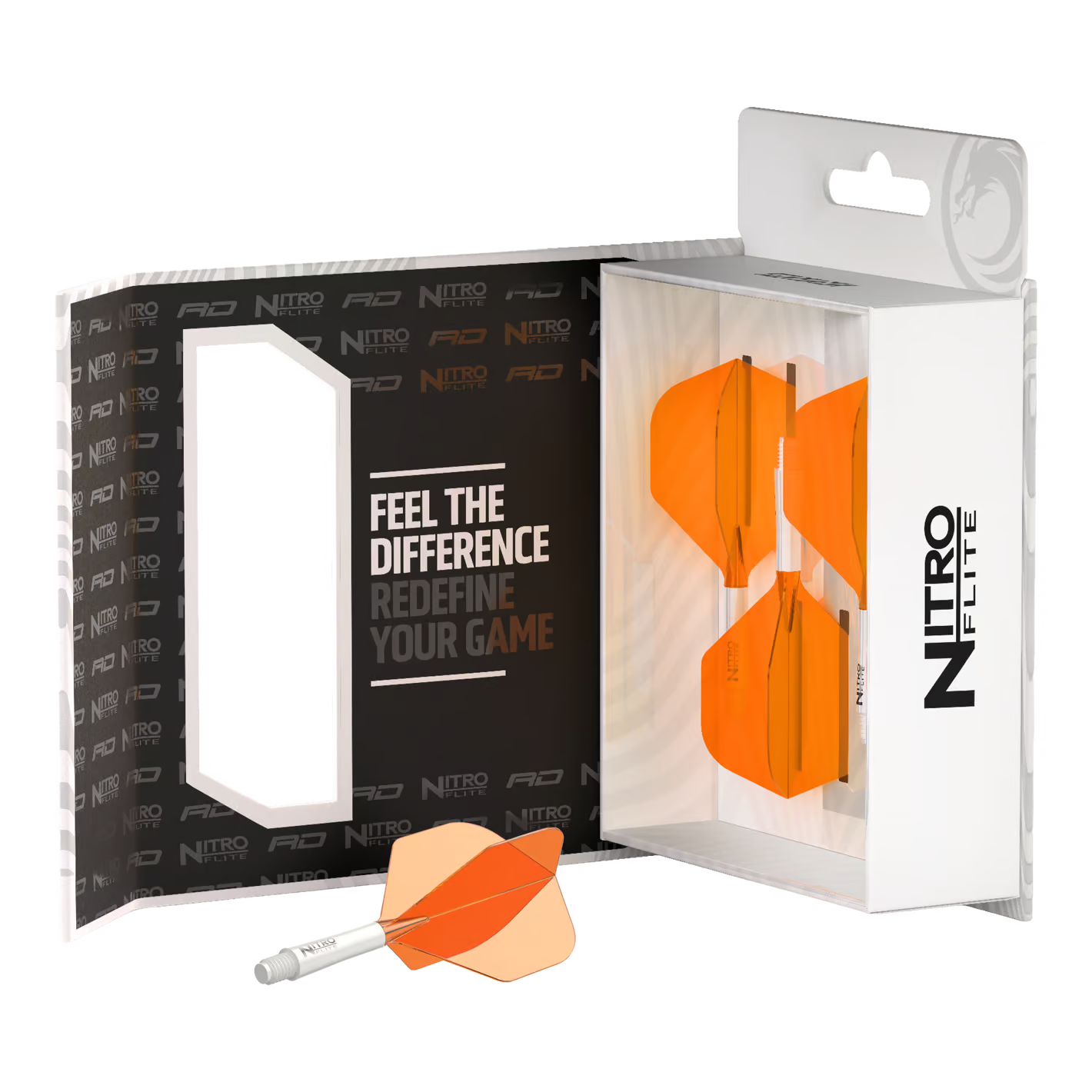 Red Dragon Nitroflite White Shaft Orange Flights No2