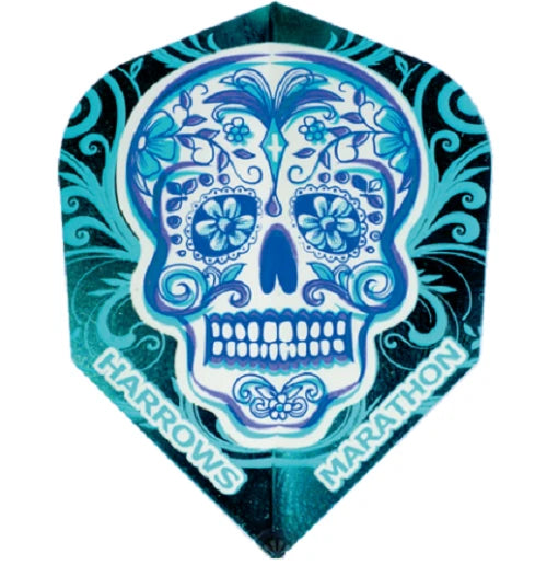 Image of Harrows Marathon Skull Flights Blau – 100 Micron
